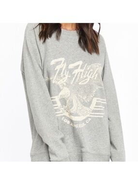 Show Me Your Mumu Fly High Graphic Crewneck Sweatshirt - Light Gray
